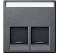 Накладка компьютерной розетки RJ45, двойная, антрацит, Merten MTN466514
