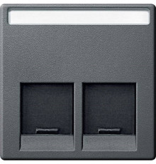 Накладка компьютерной розетки RJ45, двойная, антрацит, Merten MTN466514
