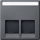 Накладка компьютерной розетки RJ45, двойная, антрацит, Merten MTN466514