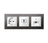 Рамка 3 поста, серый родий, Merten M-Elegance Металл MTN403314