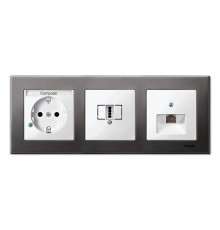 Рамка 3 поста, серый родий, Merten M-Elegance Металл MTN403314