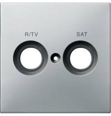 Накладка телевизионной двойной розетки TV/R+SAT, сталь, Merten MTN299646