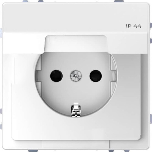 Розетка электрическая с крышкой, IP44, белый лотос, Merten MTN2314-6035