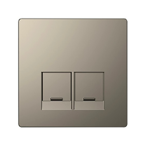Накладка компьютерной розетки RJ45, двойная, никель (металл), Merten MTN4572-6050