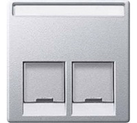 Накладка компьютерной розетки RJ45, двойная, алюминий, Merten MTN466560