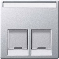 Накладка компьютерной розетки RJ45, двойная, алюминий, Merten MTN466560