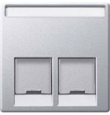 Накладка компьютерной розетки RJ45, двойная, алюминий, Merten MTN466560