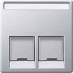 Накладка компьютерной розетки RJ45, двойная, алюминий, Merten MTN466560