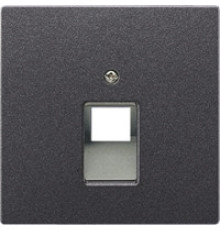 Накладка телефонной RJ12 и компьютерной RJ45 одинарных розеток, антрацит, металл, Jung al2969-1UAAN