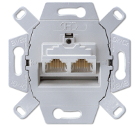 Розетка компьютерная RJ45 экранированная двойная (механизм), Jung A500 UAE8-8UPOK6