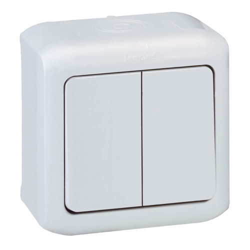 Выключатель IP44 2-клавишный универсальный, белый, 782361 Legrand Forix