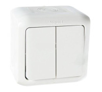 Выключатель IP44 2-клавишный универсальный, белый, 782361 Legrand Forix