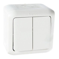 Выключатель IP44 2-клавишный универсальный, белый, 782361 Legrand Forix
