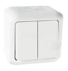 Выключатель IP44 2-клавишный универсальный, белый, 782361 Legrand Forix