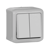 Выключатель IP44 2-клавишный универсальный, серый, 782381 Legrand Forix