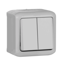 Выключатель IP44 2-клавишный универсальный, серый, 782381 Legrand Forix