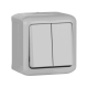 Выключатель IP44 2-клавишный универсальный, серый, 782381 Legrand Forix