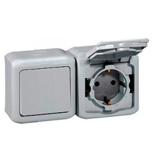 Розетка IP44 накладная двойная, серый, 782394 Legrand Forix