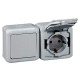 Розетка IP44 накладная двойная, серый, 782394 Legrand Forix
