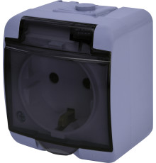 Розетка накладная, серый/черная крышка, IP 54 Hermetics ETI 4668071