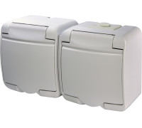Розетка двойная накладная, белый, IP 54 Hermetics ETI 4668019