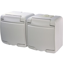 Розетка двойная накладная, белый, IP 54 Hermetics ETI 4668019