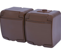 Розетка двойная накладная, коричневый, IP 54 Hermetics ETI 4668052