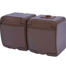 Розетка двойная накладная, коричневый, IP 54 Hermetics ETI 4668052
