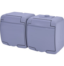 Розетка двойная накладная, серый, IP 54 Hermetics ETI 4668072