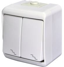 Выключатель 2-клавишный проходной накладной, белый, IP 54 Hermetics ETI 4668006
