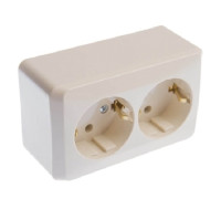 Розетка двойная накладная со шторками, бежевый, Prima WDE001148 Schneider Electric