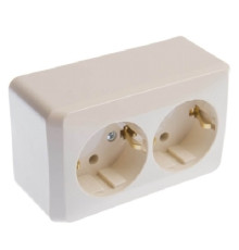 Розетка двойная накладная со шторками, бежевый, Prima WDE001148 Schneider Electric