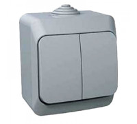 Выключатель 2-клавишный накладной, серый, IP 44 Cedar WDE000650 Schneider Electric