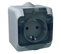 Розетка накладная, серый/черная крышка, IP 44 Cedar WDE000643 Schneider Electric