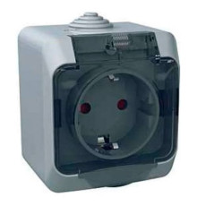 Розетка накладная, серый/черная крышка, IP 44 Cedar WDE000643 Schneider Electric