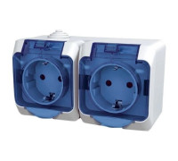 Розетка двойная накладная, белый/черная крышка, IP 44 Cedar WDE000525 Schneider Electric