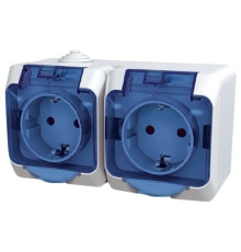 Розетка двойная накладная, белый/черная крышка, IP 44 Cedar WDE000525 Schneider Electric