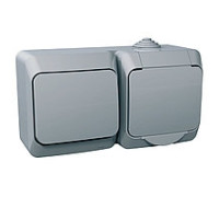 Выключатель + розетка, накладной монтаж, серый, IP 44 Cedar WDE000600 Schneider Electric