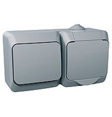 Выключатель + розетка, накладной монтаж, серый, IP 44 Cedar WDE000600 Schneider Electric