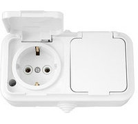 Розетка двойная накладная, белый, IP 54, Пралеска Bylectrica РА16-303
