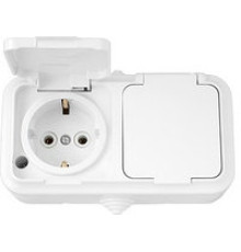 Розетка двойная накладная, белый, IP 54, Пралеска Bylectrica РА16-303