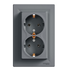 Розетка двойная с заземлением, сталь, EPH9900162 Schneider Asfora