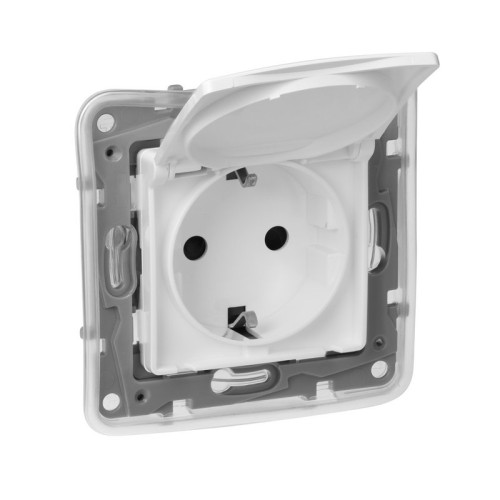 Розетка влагозащищенная IP44 с заземлением, белый, 672232 Legrand Etika