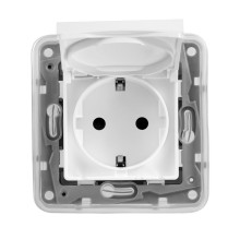 Розетка влагозащищенная IP44 с заземлением, белый, 672232 Legrand Etika