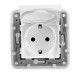 Розетка влагозащищенная IP44 с заземлением, белый, 672232 Legrand Etika