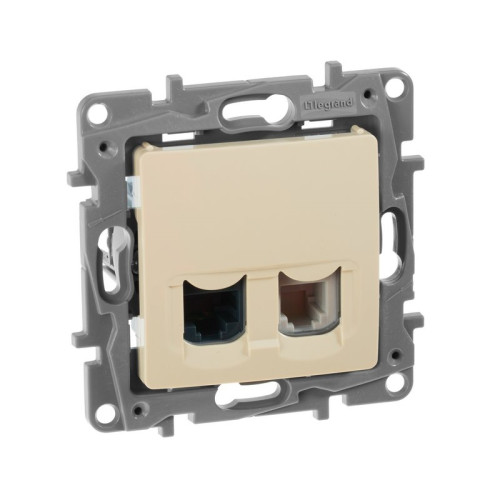 Розетка телефонная RJ-11 и компьютерная RJ-45, слоновая кость, 672352 Legrand Etika