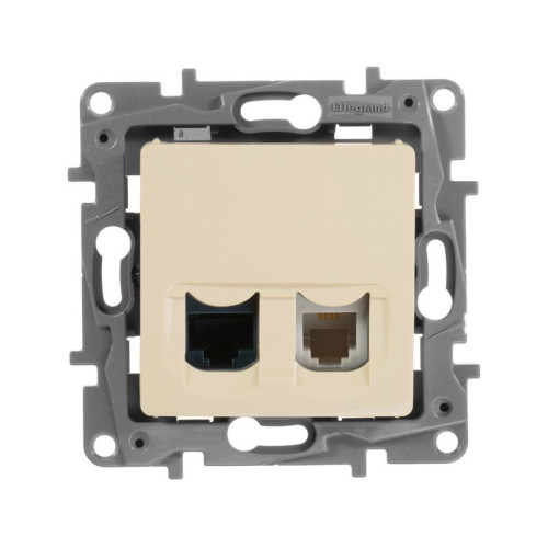 Розетка телефонная RJ-11 и компьютерная RJ-45, слоновая кость, 672352 Legrand Etika