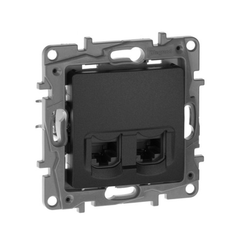 Компьютерная розетка RJ-45 двойная, антрацит, 672655 Legrand Etika