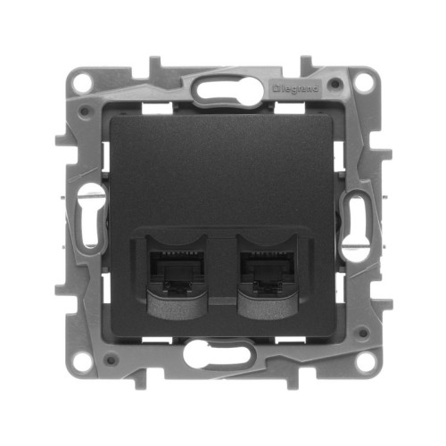 Компьютерная розетка RJ-45 двойная, антрацит, 672655 Legrand Etika