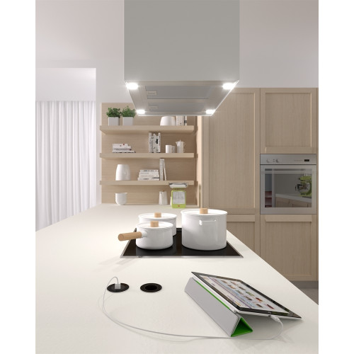 Врезная розетка 220В, черный + белый + нержавеющая сталь, Versadot Power ASA-060.30F.00008
